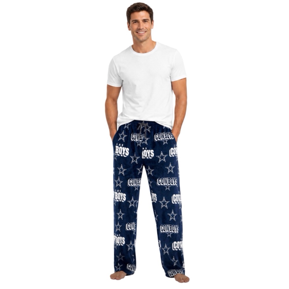 Dallas Cowboys Pants Size Large Fleece Sleepwear Drawstring Slash Pockets